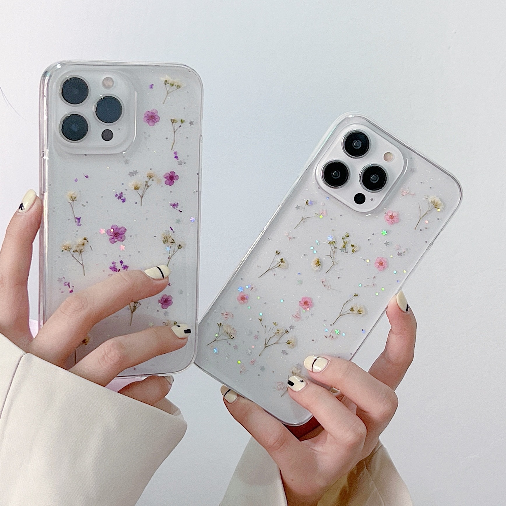 Phone Cases Ysl - Luxury Dried Real Flower Bling Glitter