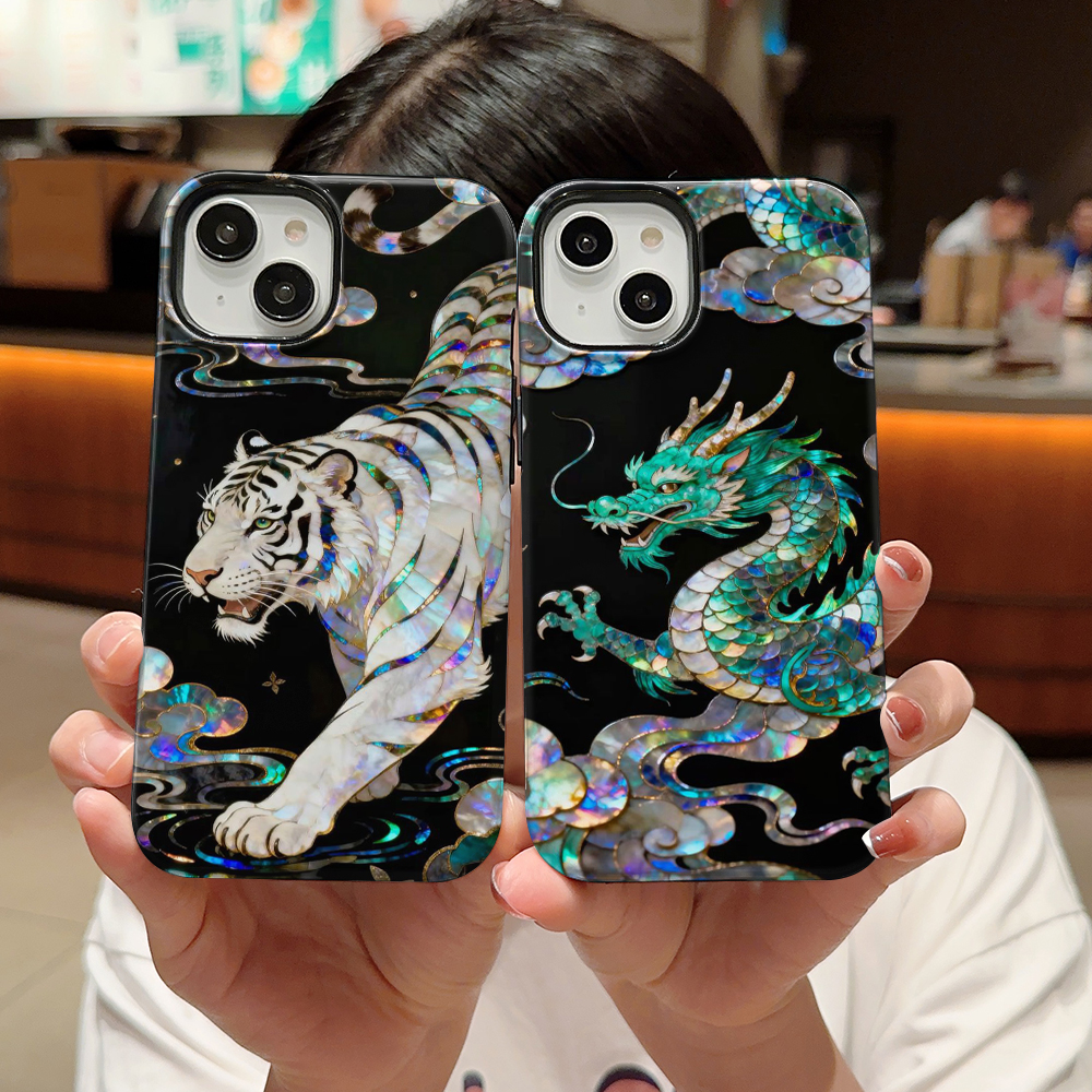 Phone Cases Store - Stylish Tiger Dragon Marble Texture Printed