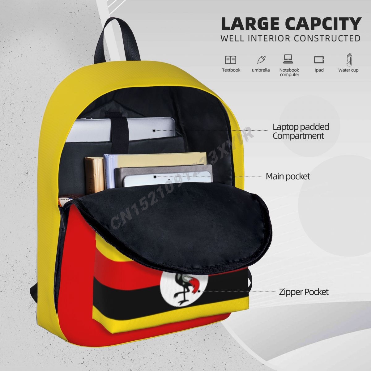 Unisex Backpack Uganda Flag Ug - Phone Cases Uganda recensione e prezzo