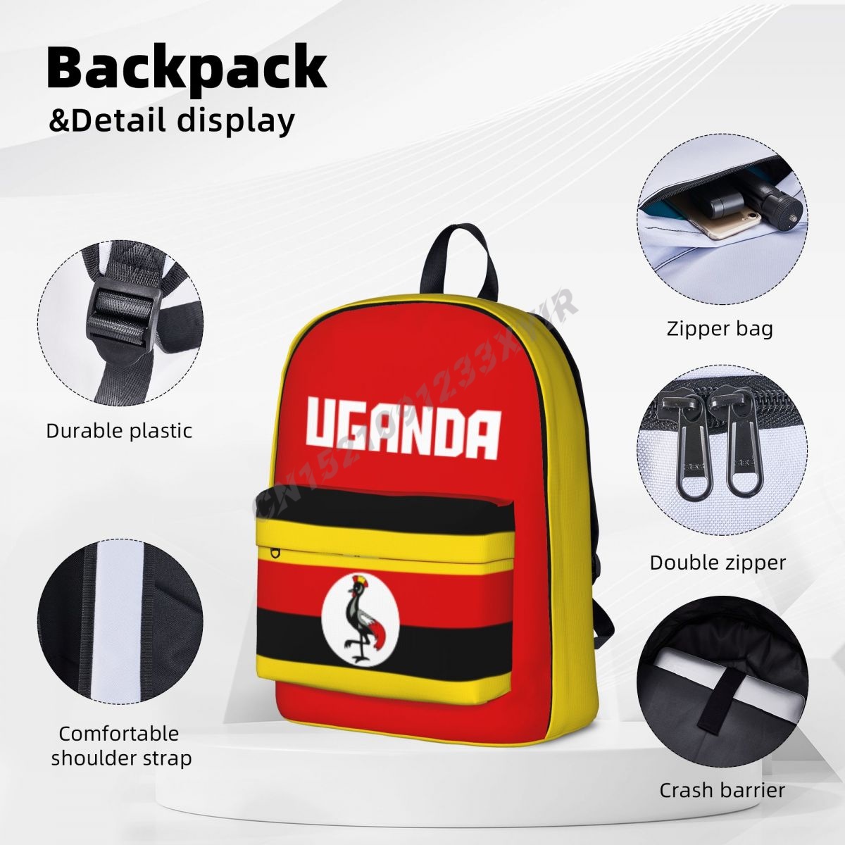 Unisex Backpack Uganda Flag Ug - Phone Cases Uganda recensione e prezzo