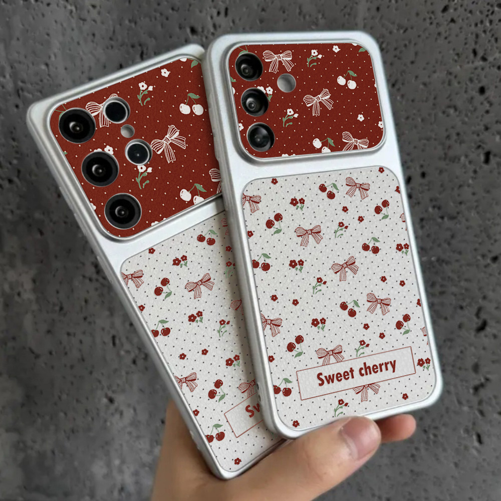 Red Cherry Bow And Flower Leat - Phone Cases Leather recensione e prezzo
